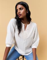 Blouse manches 3/4 unie