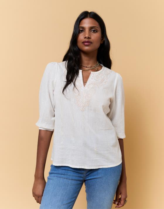 Blouse manches 3/4 unie