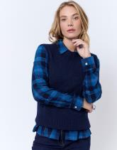Chemisier manches longues à carreaux