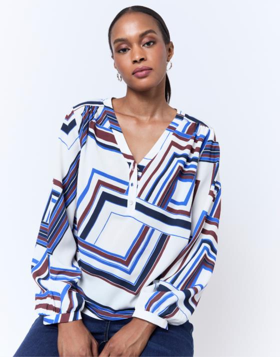 Blouse manches longues imprimé graphique