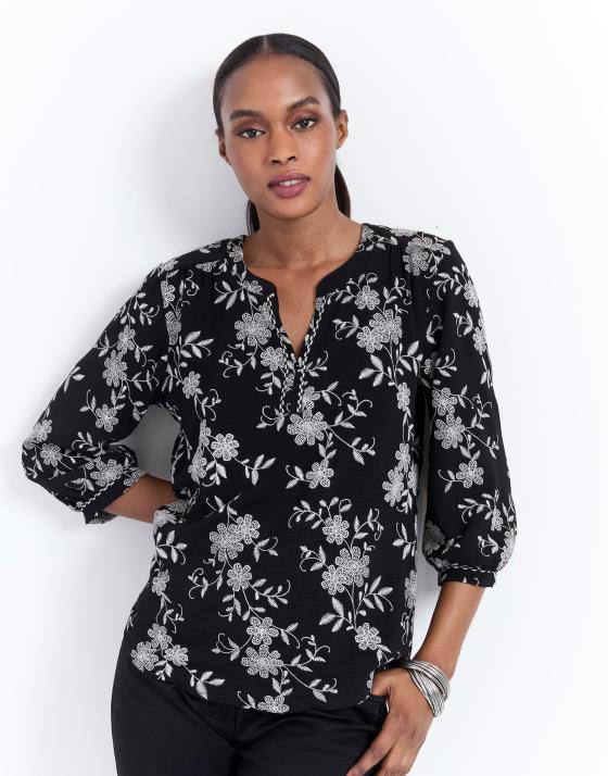 Blouse manches longues imprimé à fleurs