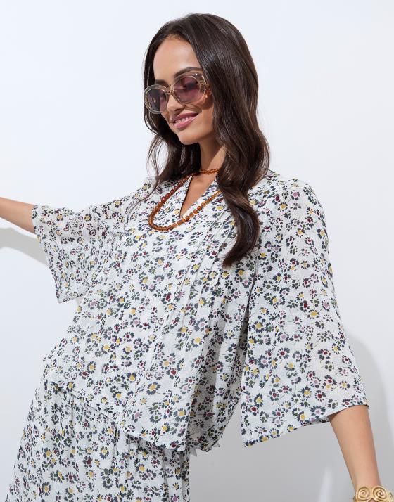 Blouse manches 3/4 imprimé
