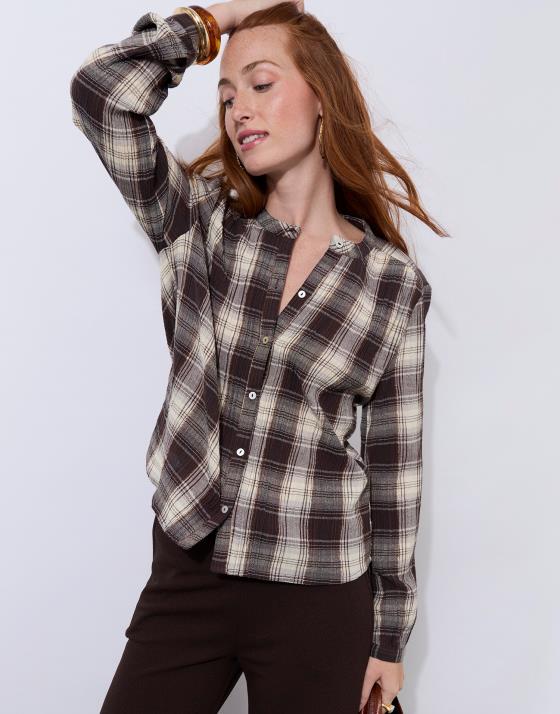 Blouse manches longues à carreaux
