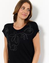 T-Shirt manches courtes uni décoré