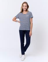 Tee-shirt marinière manches courtes en mélange coton rayé