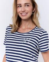 Tee-shirt marinière manches courtes en mélange coton rayé