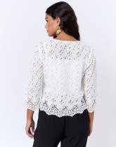 Gilet manches 3/4 en dentelle uni