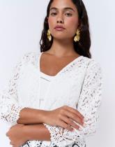 Gilet manches 3/4 en dentelle uni