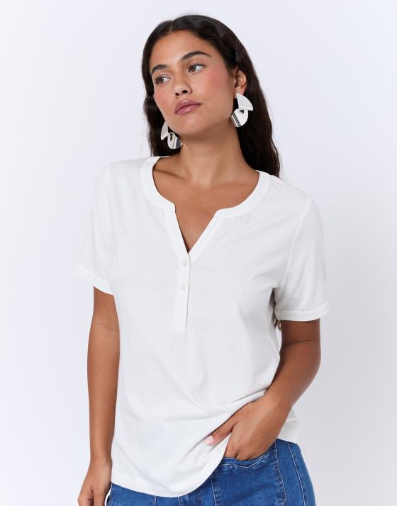 T-Shirt manches courtes en mélange coton uni