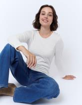 T-Shirt manches longues en mélange coton uni