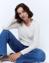 T-Shirt manches longues en mélange coton uni