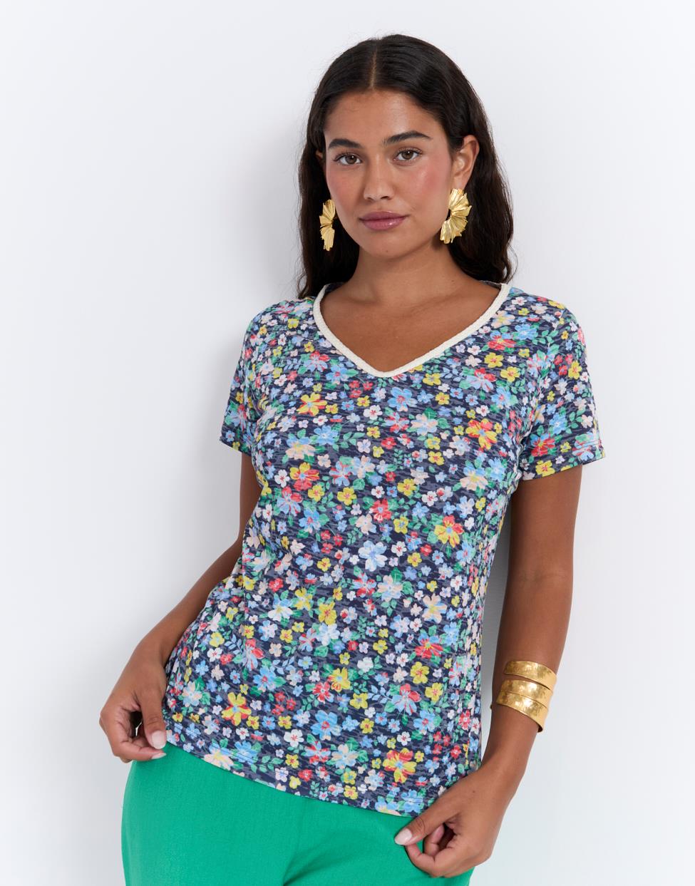 T-Shirt manches courtes imprimé à fleurs