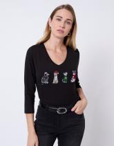 T-Shirt manches 3/4 uni décoré