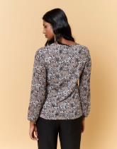 Top manches longues bi-matière imprimé léopard