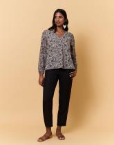 Top manches longues bi-matière imprimé léopard