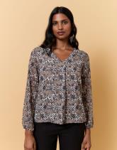 Top manches longues bi-matière imprimé léopard