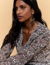 Top manches longues bi-matière imprimé léopard