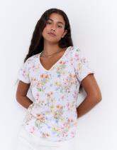 T-Shirt manches courtes imprimé à fleurs
