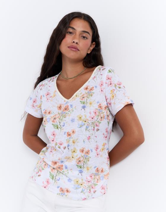 T-Shirt manches courtes imprimé à fleurs