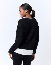 Top manches longues bi-matière bicolore