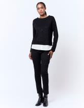 Top manches longues bi-matière bicolore