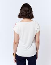 Top manches courtes bi-matière imprimé à fleurs