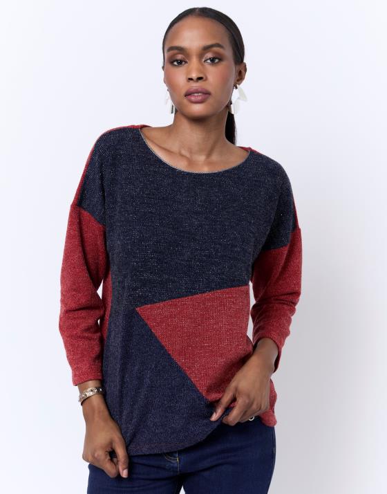 Top manches 3/4 color bloc