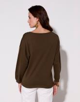 Pull fin uni décoré