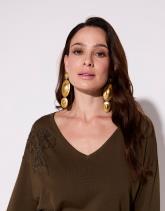 Pull fin uni décoré