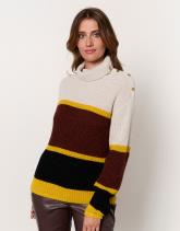 Pull épais contenant de la laine rayé