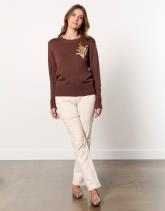 Pull épais contenant de la laine uni décoré