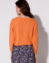 Pull épais en mélange coton uni décoré