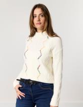 Pull épais uni décoré