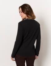 Pull fin bi-matière uni décoré