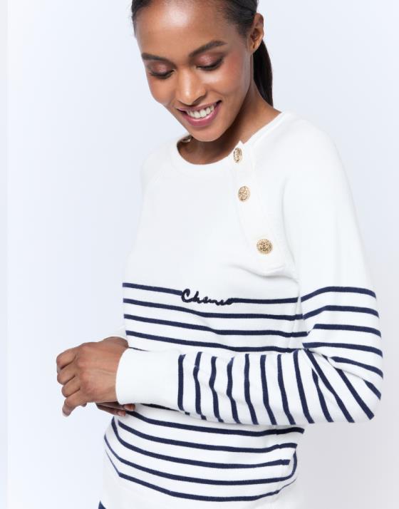 Pull marinière à message