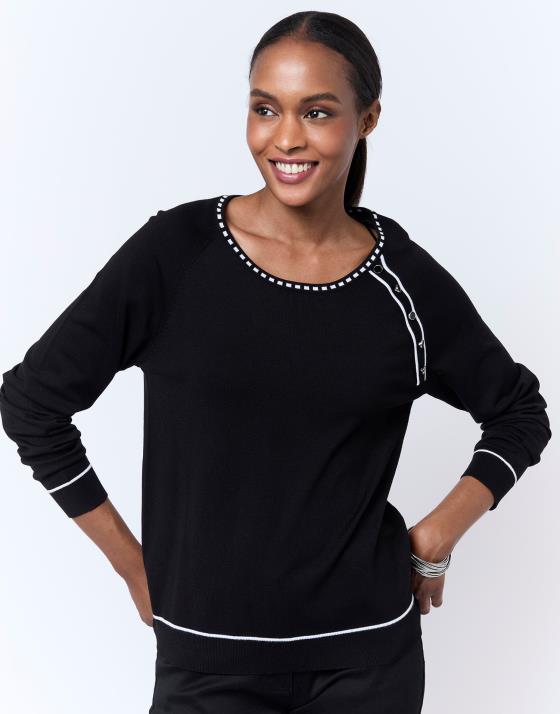 Pull fin bicolore