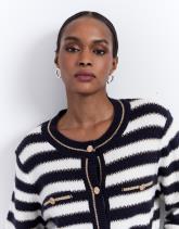 Gilet court en mélange laine rayé