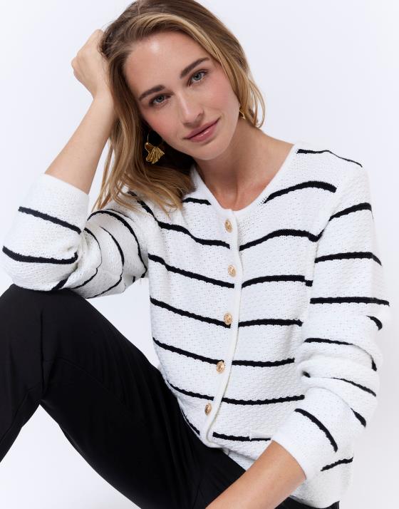 Gilet en mélange coton rayé