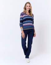 Pull fin en mélange coton multicolore