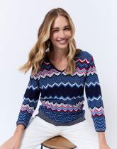 Pull fin en mélange coton multicolore