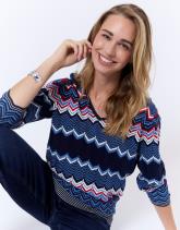 Pull fin en mélange coton multicolore