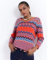 Pull fin en mélange coton multicolore