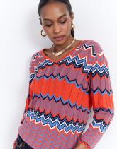 Pull fin en mélange coton multicolore