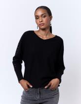 Pull épais uni décoré