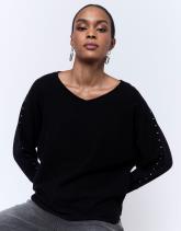 Pull épais uni décoré