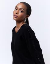 Pull épais uni décoré