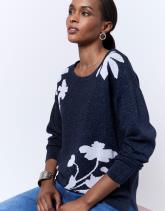 Pull épais en mélange coton bicolore