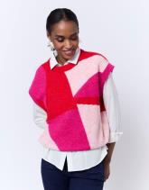 Pull épais en mélange laine color bloc