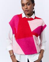 Pull épais en mélange laine color bloc