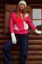 Pull épais en mélange laine color bloc